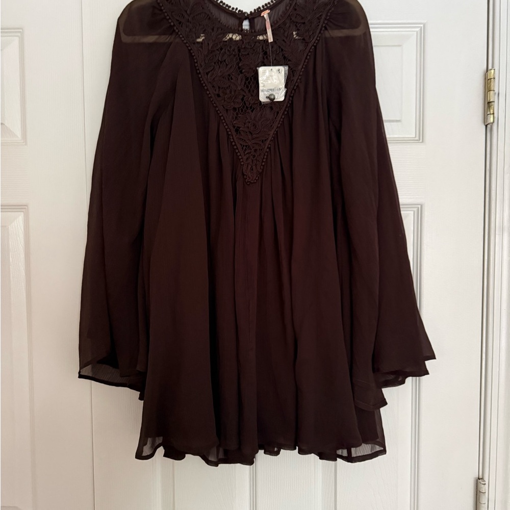 Free People Chocolate Lace Mini Dress